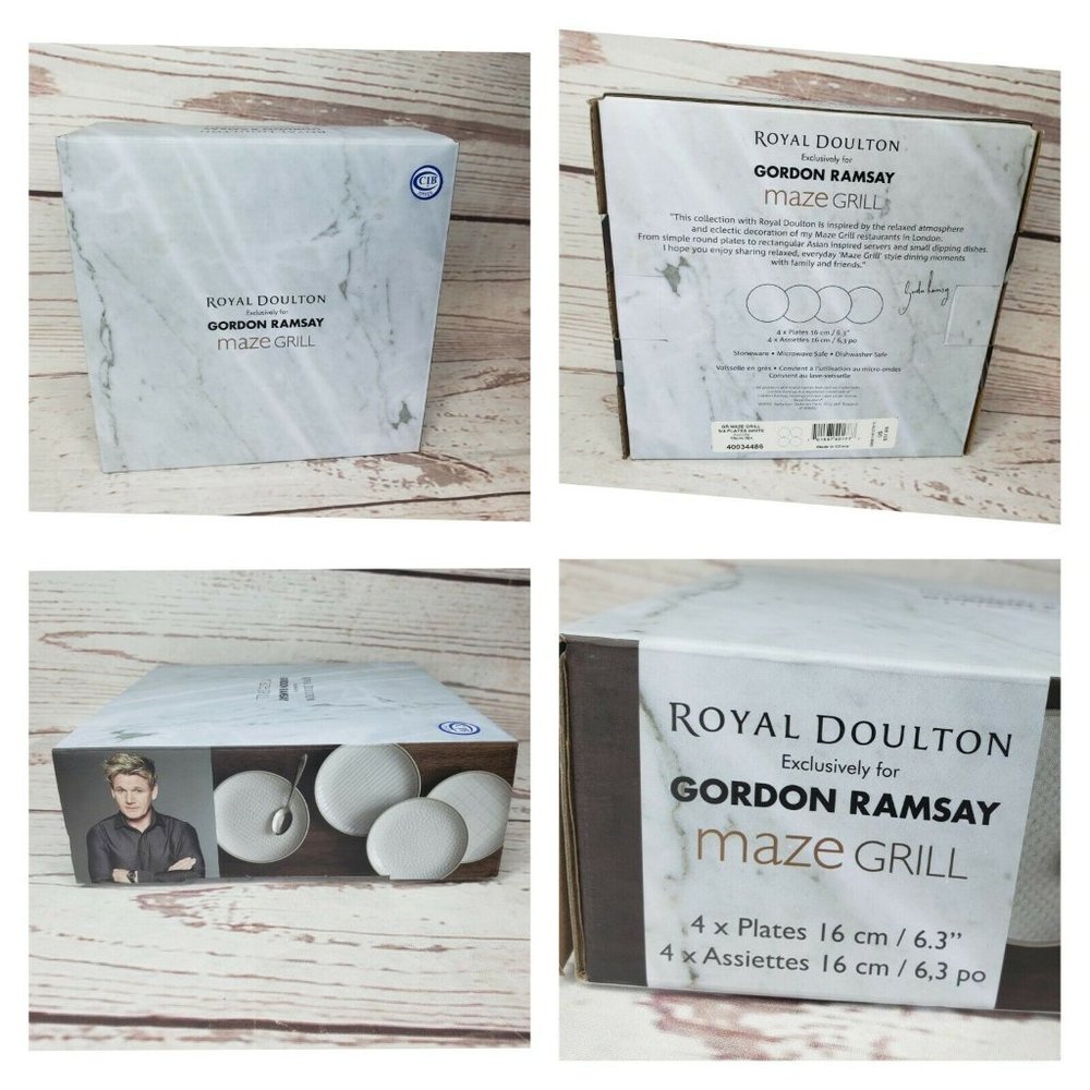 New Gordon Ramsay Maze Grill Set of 4 Plates 6" Mixed Similar Patterns